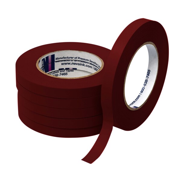 1/2 wide x 60yd Dark Red Labeling Tape, PK6